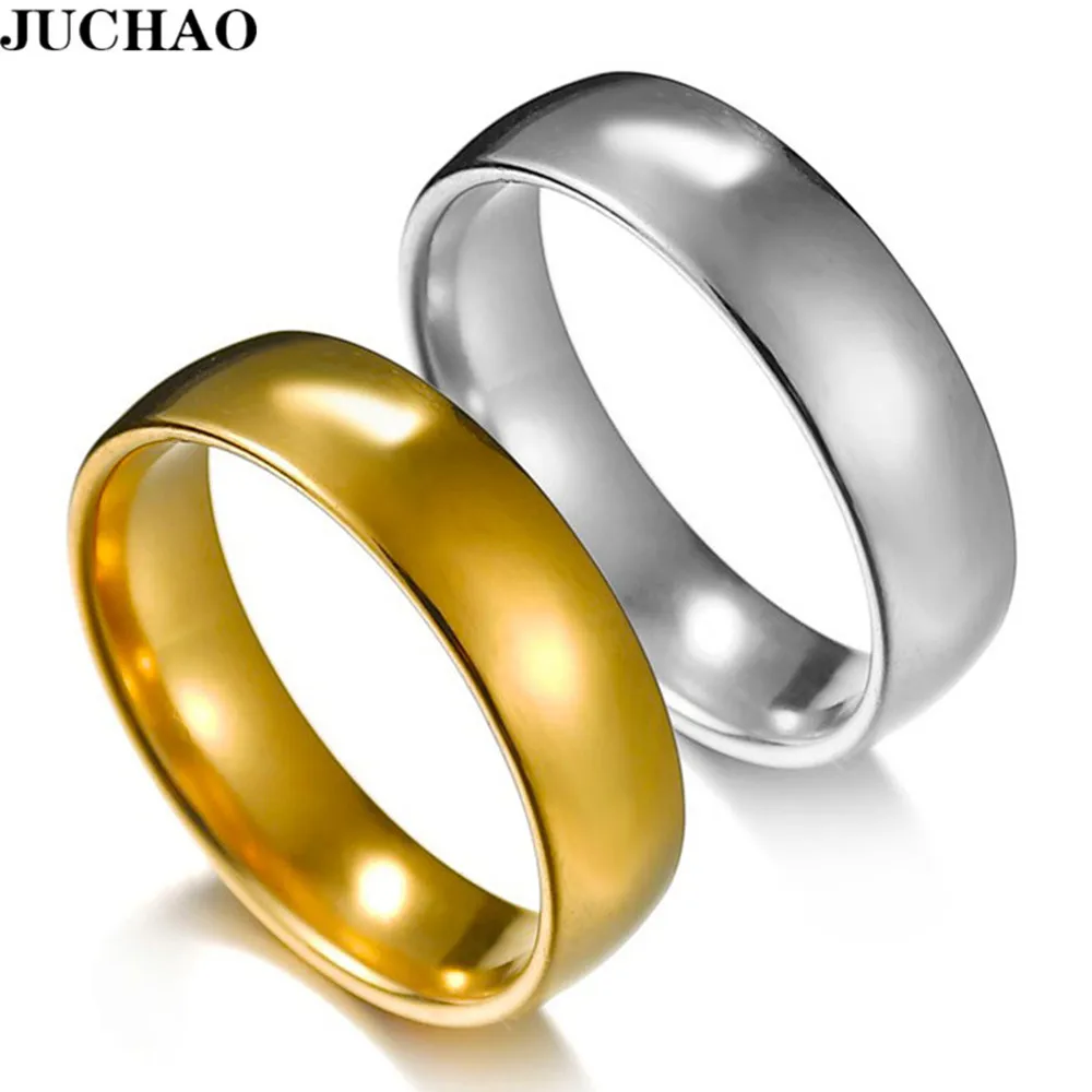 Кольца JUCHAO из титановой стали и золота гипоаллергенные гладкие кольца для пар