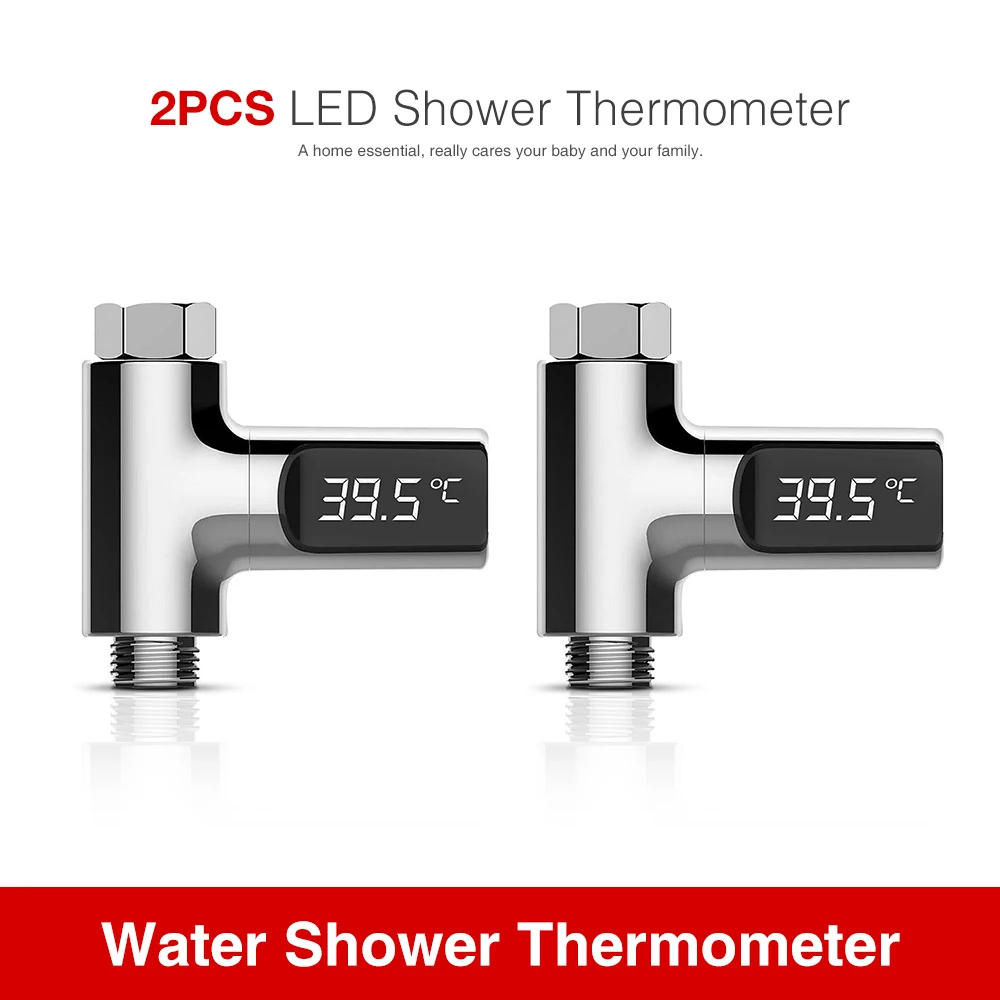2PCS LED Display Home Water Shower Thermometer Flow Self-Generating Electricity Water Temperature Meter Monitor For Baby Care 2PCS LED Display Home Water Shower Thermometer Flow Self-Generating Electricity Water Temperature Meter Monitor For Baby Care