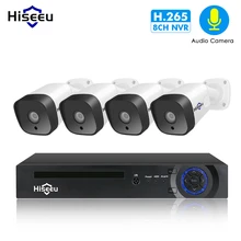 Hiseeu аудио 1080P POE NVR комплект 8CH H.265 CCTV камера системы открытый 2MP аудио ip-камера камера безопасности комплект видеонаблюдения