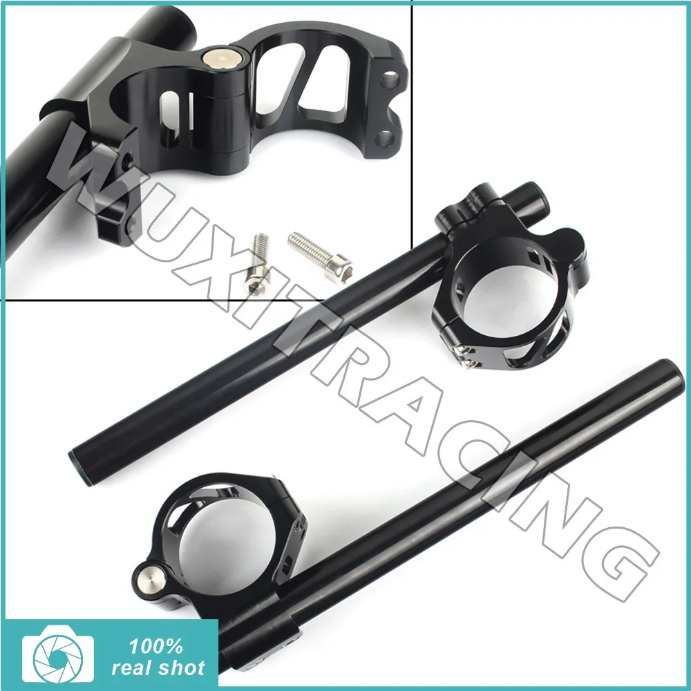 BLACK 50mm New CNC Split Clip Ons Handlebars For GSXR 600 750 1000 1100