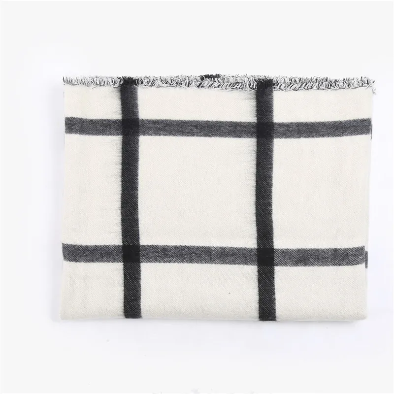 Skup POBING marka za zimowy szalik kobiety podwójne Tartan Plaid kaszmirowe chustki ponadgabarytowych podstawowe akrylowe szale Wrap kobieta koc szalik