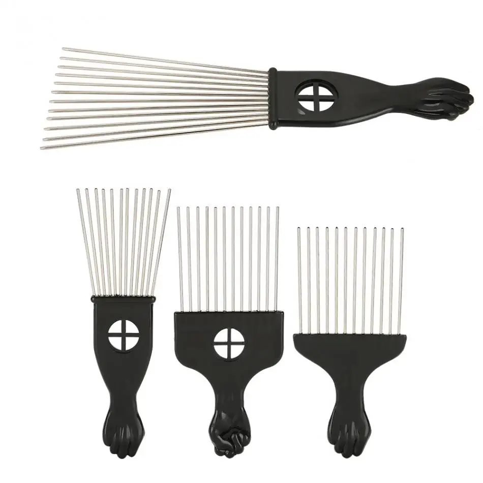 Расческа с широкими зубьями для салонов, черная металлическая расческа в Африканском и американском стиле, расческа для вьющихся волос, афро расческа для волос, инструмент для укладки волос