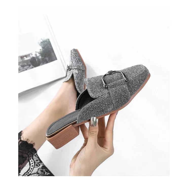 Baotou/тапочки женская одежда Новинка г. Летняя Открытая обувь на толстом низком каблуке, обувь для отдыха на квадратном каблуке