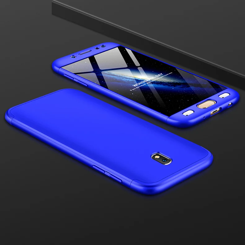 360 градусов Полная защита противоударный жесткий матовый чехол для Samsung Galaxy J3, J5, J7 года J330 J530 J730 SM-J730FM Версия ЕС - Цвет: Blue