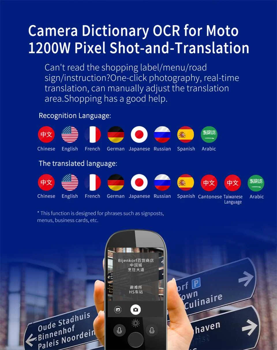  K1 Pro Translator 75 Languages Wifi 2.4G BT 4.0 Translation RAM 512GB ROM 4GB Support Offline Trans