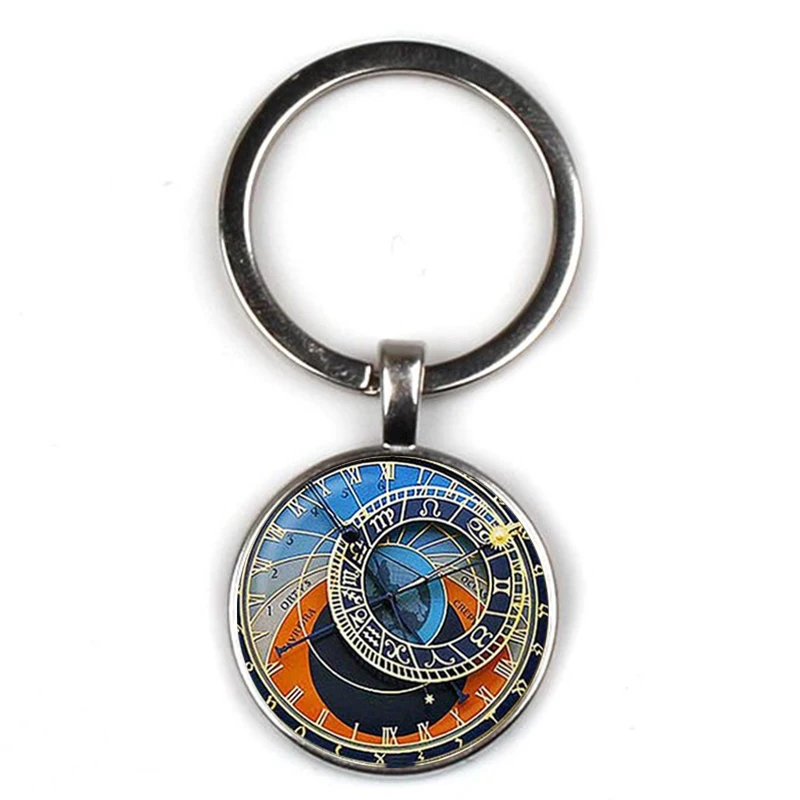

2019 new astrology clock pattern keychain retro astronomical calculate key ring friend family birthday Christmas gift souvenir