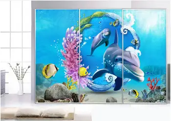 

Custom photo 3d wallpaper Non-woven mural Sea World Dolphin Coral 3d wall murals wallpaper for walls 3 d decoration painting