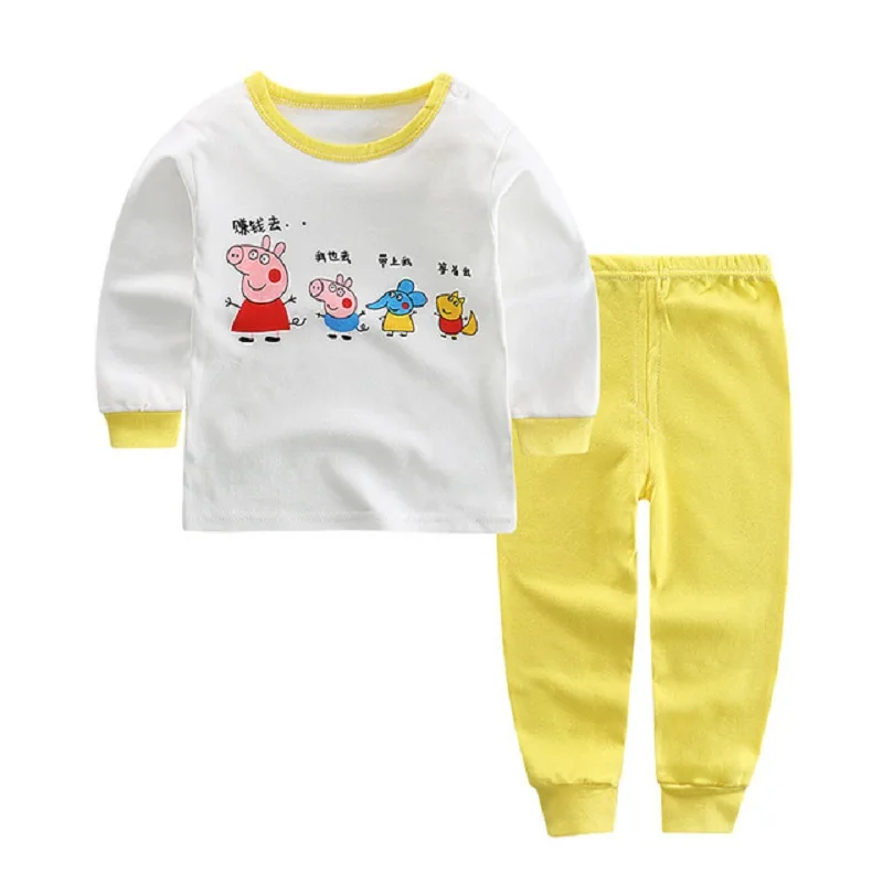 

New Spring And Autumn Children Thickening Children'S Underwear Set Cotton Shoulder Buckle Head Baby Underwear Cotton Sweater