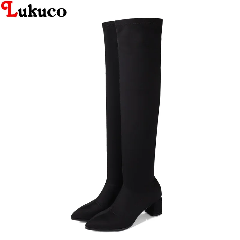 

Russian Popular design Pumps Autumn Shoes Stretch Fabric Over the knee boot Size 40 41 42 43 Handmade Free Shipping Women Botas