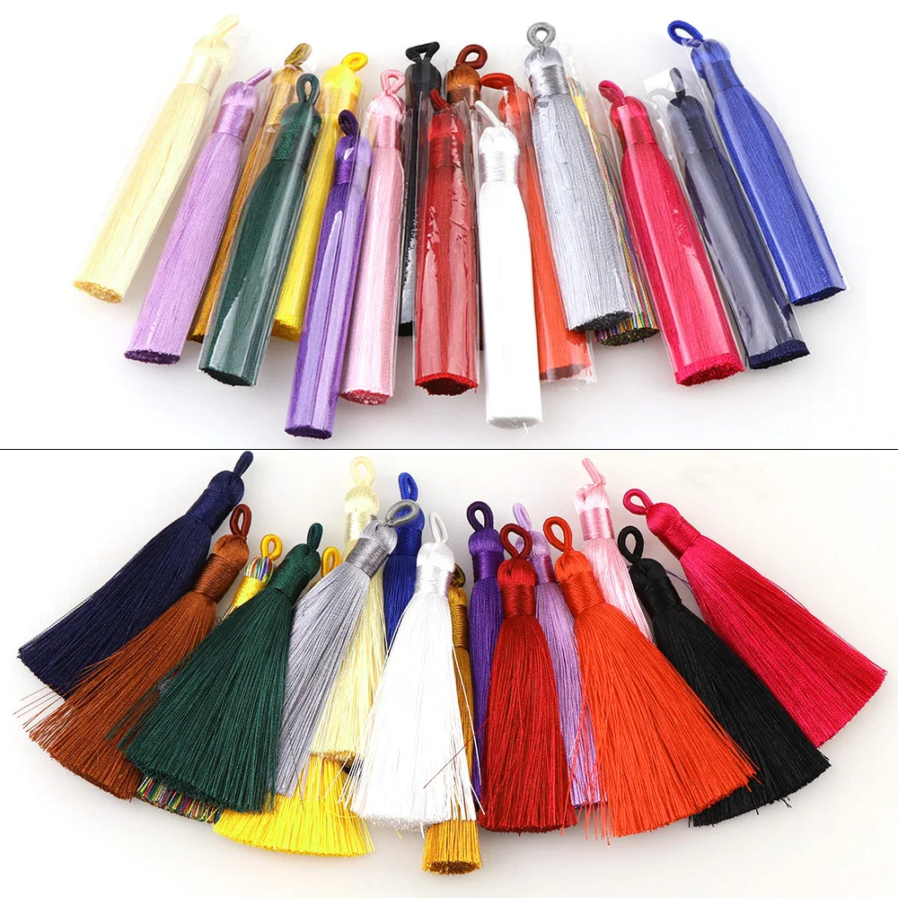 

5Pcs/set 80mm Long Mix Color Cotton Silk Tassel With Hole Brush For Earring Charm Pendant Satin Tassels Women DIY Jewelry