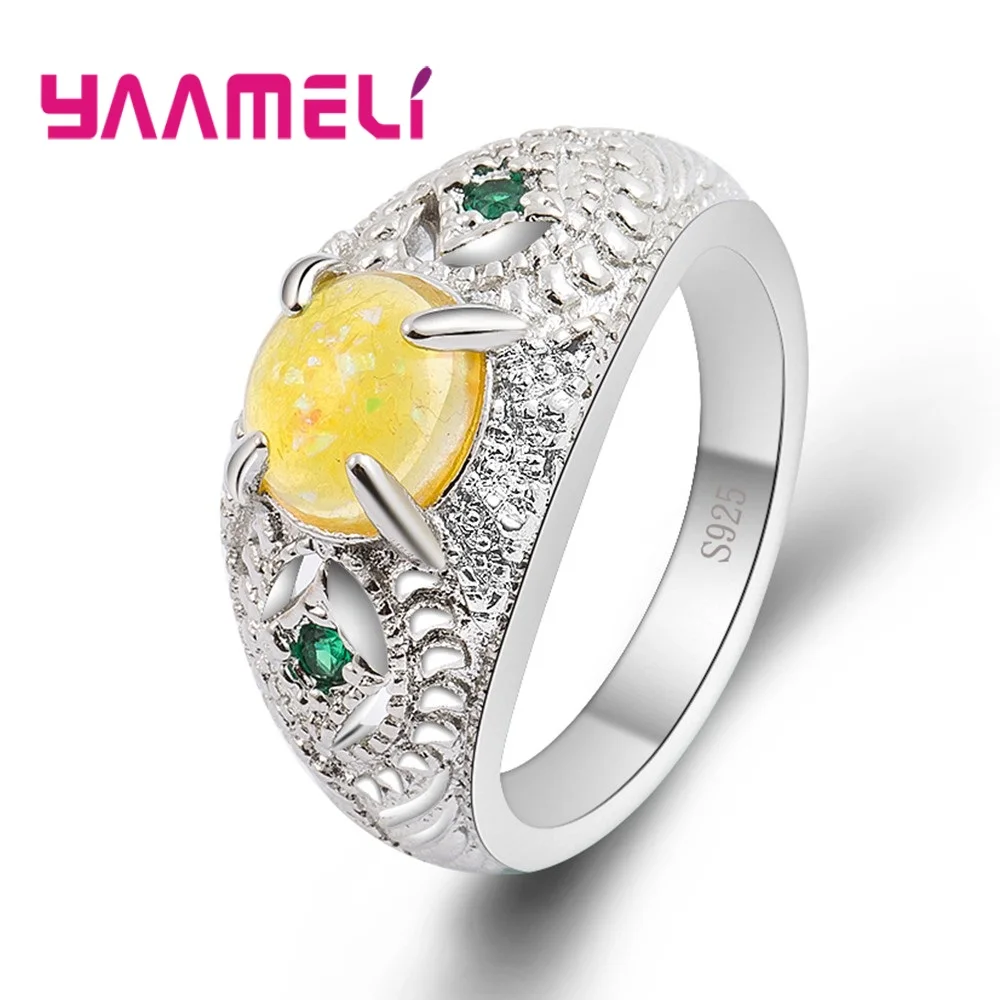Yaamel Elegant Bright Color Yellow Opal Green Crystal Store Finger