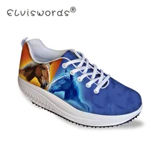 ELVISWORDS/Женская обувь на плоской подошве для похудения; женская повседневная обувь с 3D принтом «Crazy Horse»; женская обувь на платформе, увеличивающая рост