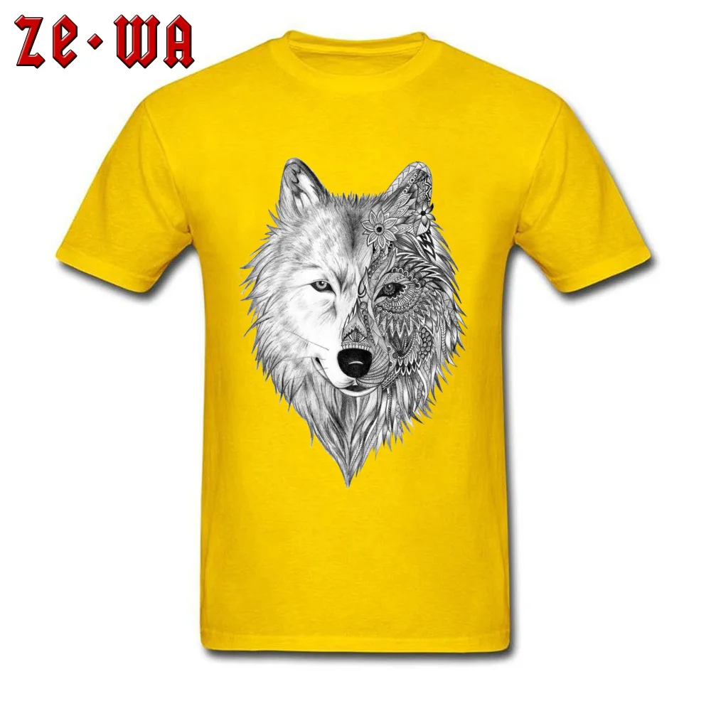 tattoo artist gray wolf Summer/Fall Pure Cotton O-Neck Tees Short Sleeve Normal Top T-shirts 2018 New Fashion Top T-shirts tattoo artist gray wolf yellow