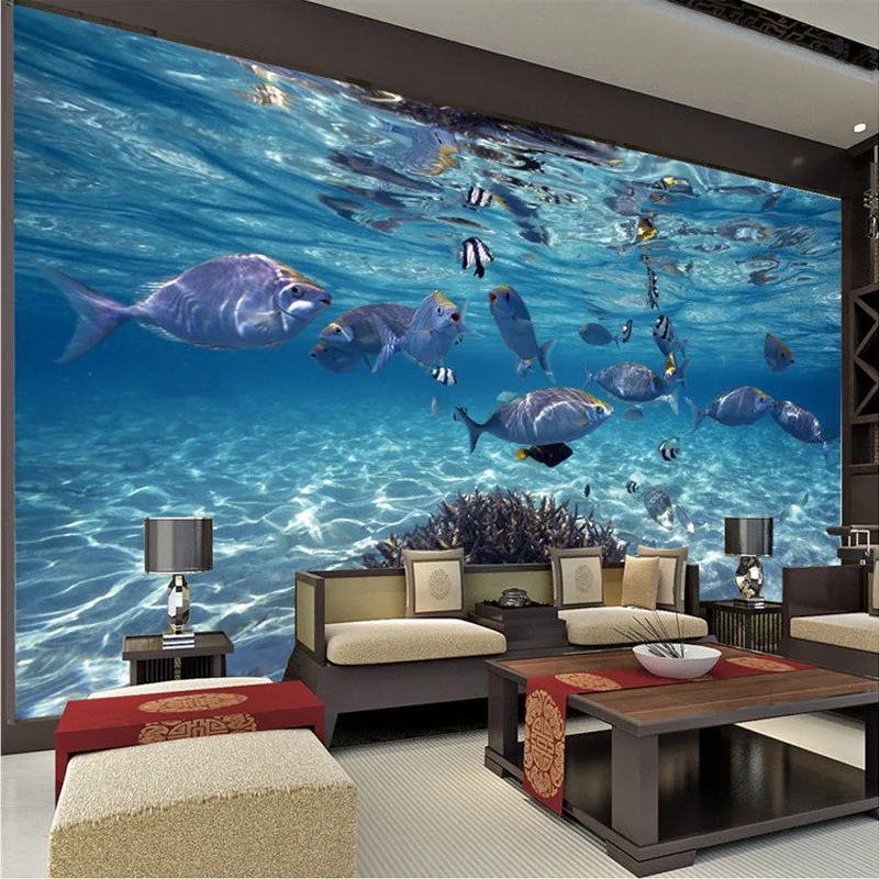 3D Wallpaper Cartoon Creative Submarine World Marine Life Mural Kids Bedroom Aquarium Living Room Backdrop Wall Paper Home Decor