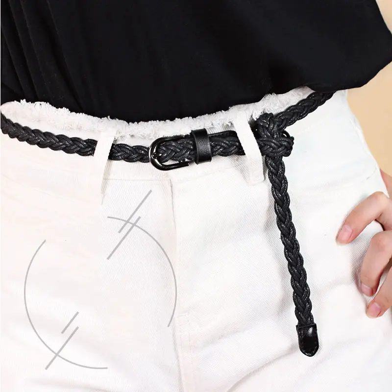 

Women Braided Belt Vintage Woven Thin Dress Belt Ladies Decorative Waist Rope For Female Pin Buckle Casual Waistband Wholesale