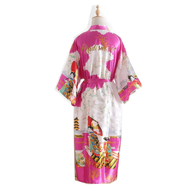 Атласные свадебные туфли невесты халат Цветочные Халат длинное кимоно Ночной халат Банный халат модные халат для Для женщин