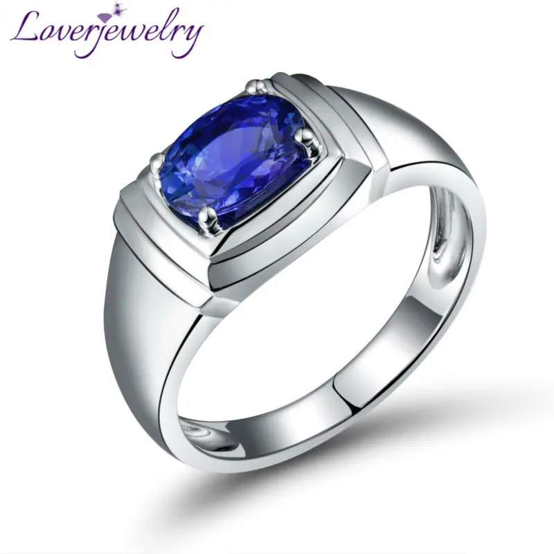 Loverjewelry Tanzanite Ring Man Oval 7x9mm Natural Tanzanite Stone