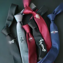 Вышитый черный красный позиционирующий мужской галстук с вышивкой Корейская версия британских узких галстуков 5 см 6 см трендовые аксессуары для галстука