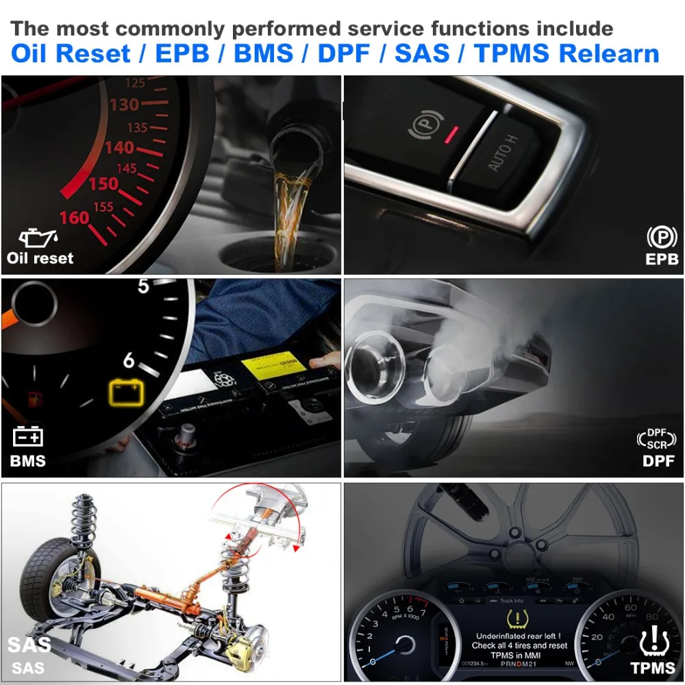 Autel MaxiCOM MK808BT OBD2 сканер автомобильный диагностический инструмент Автомобильная диагностика функции EPB/IMMO/DPF/SAS/TMPS для Ford Toyota