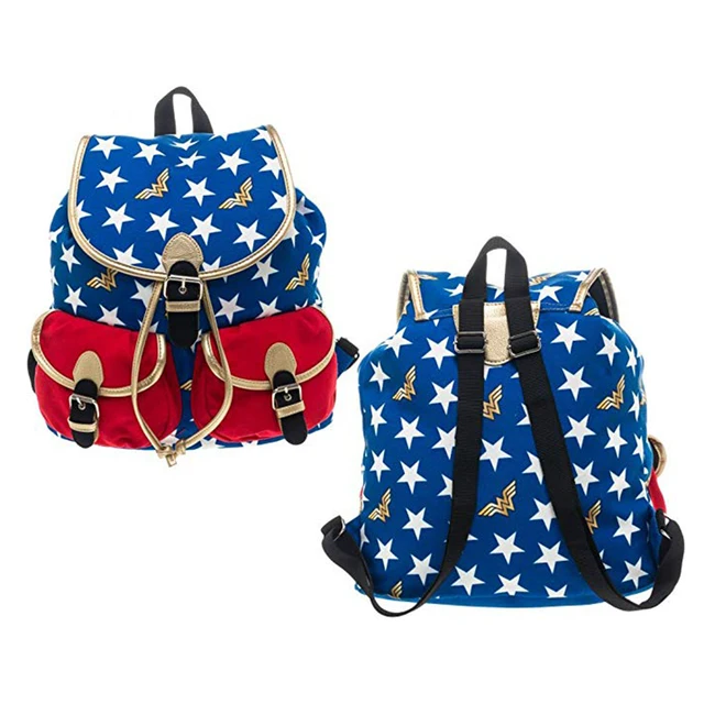 Dc Comics Wonder Woman Backpack Stars Knapsack Print Double Shoulder Dc Comics Wonder Woman Backpack Stars Knapsack Print Double Shoulder Bag Student Bags