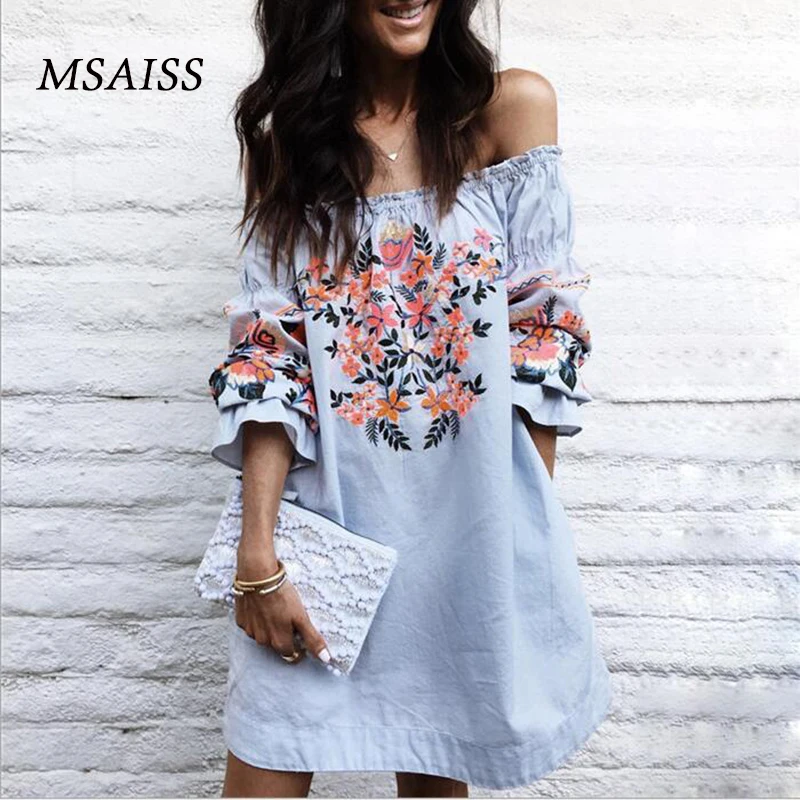 

MSAISS Autumn Women Dress ukraine Casual sexy wide boat neck beach Dresses maxi Vestidos S-XL