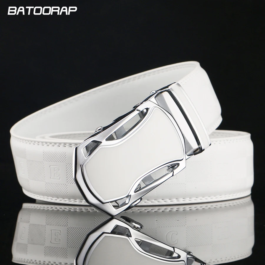 [BATOORAP]Designer Belt Men High Quality Luxury Brand Men White Belt Automatic Buckle Genuine ...