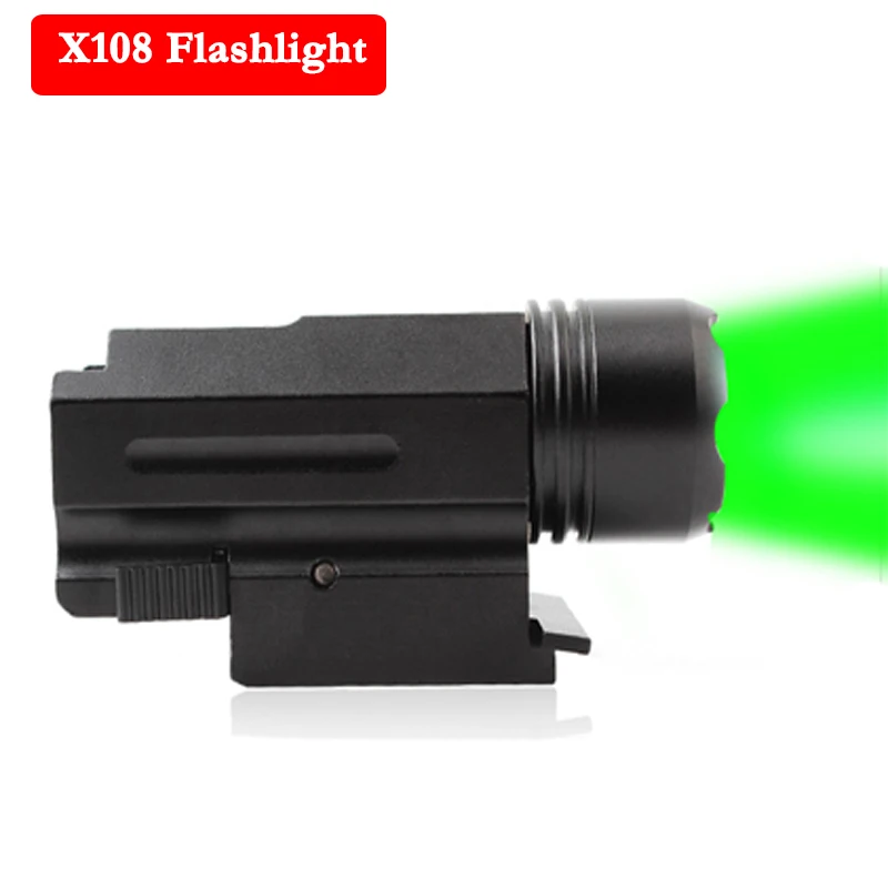 

3 Model Military Mini Green Flashlight X108 Tactical Torch Hunting Flashlight For Rifle 20 Rail