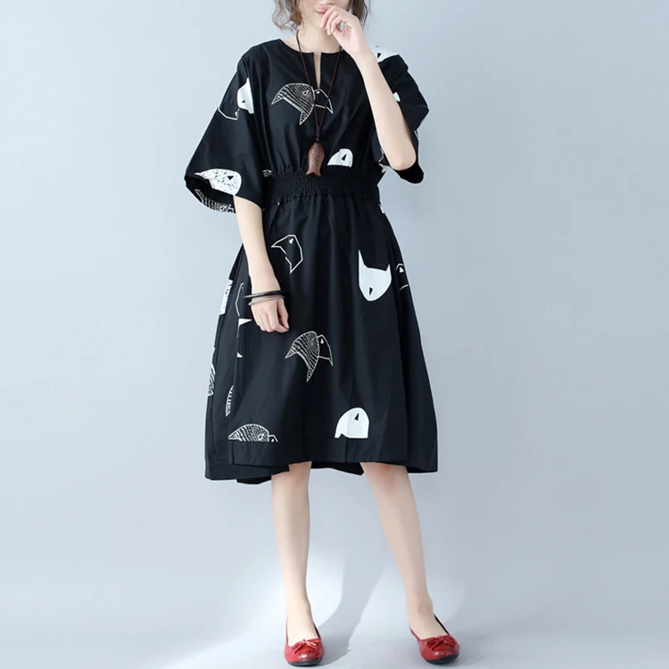 

2019 New Brand Summer Maternity Dress Woman Cute Fish Print Large Size Dresses Pregnant Woman Clothing MD-01356