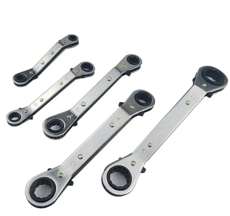 5Pcs 6 21mm Double Rings Ratchet Wrench Set For Car Repair Tools