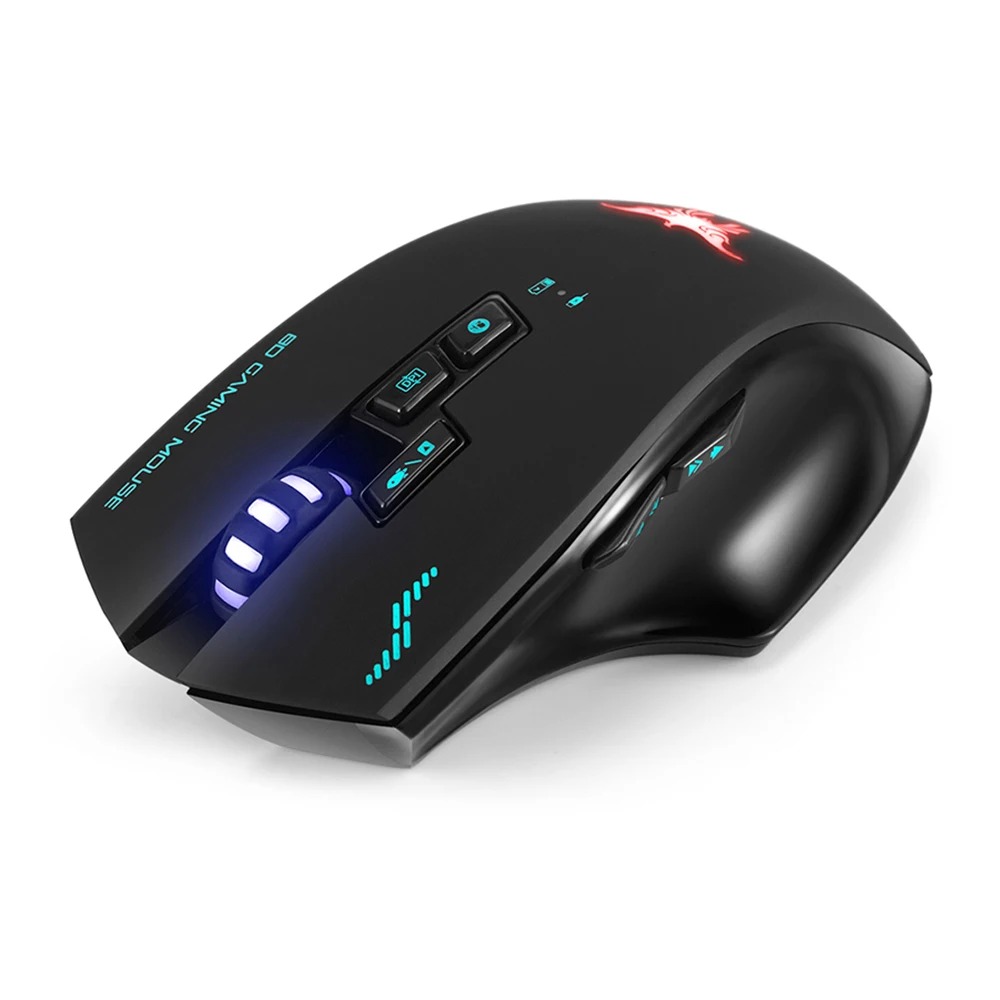 Rechargeable 2.4G Wireless Gaming Mouse 2400 DPI Optical Mice 4 Adjustable DPI 8 Buttons Computer Mouse Plug and Play for PC Mac
