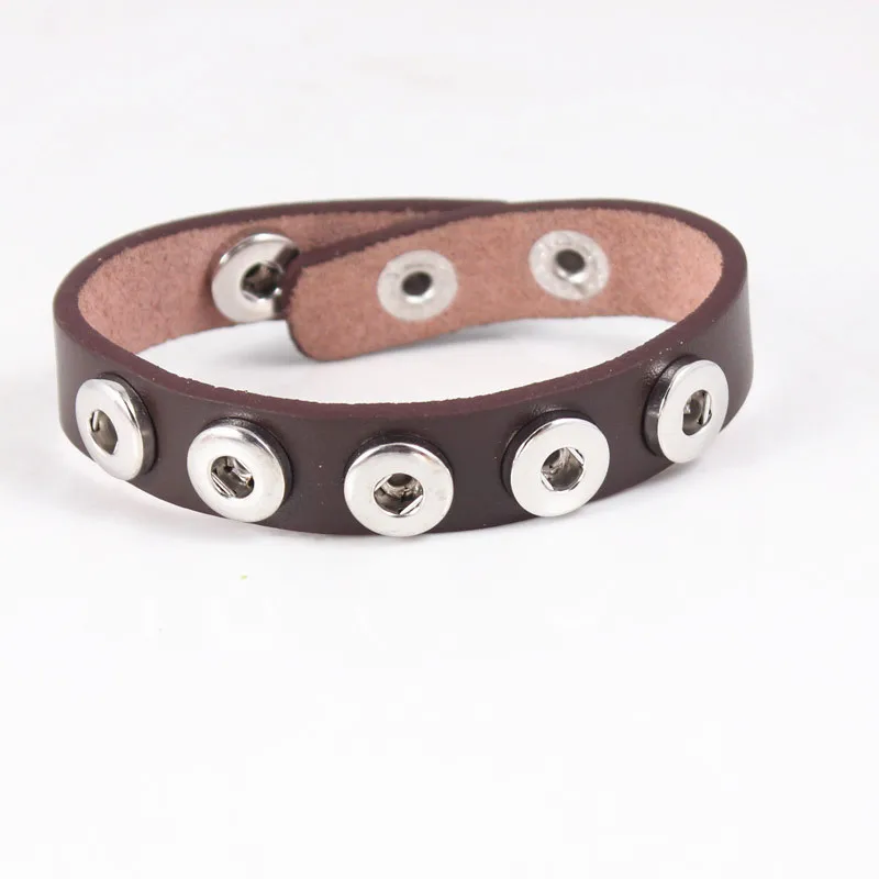 10 Colors soft imported full grain real leather snap bracelets for women snaps buttons fit 18mm