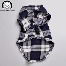 Bruce Williams Plaids Grid Shirt Lapel Costume Dog Clothes Festival T shirt Autumn Spring Clothing For