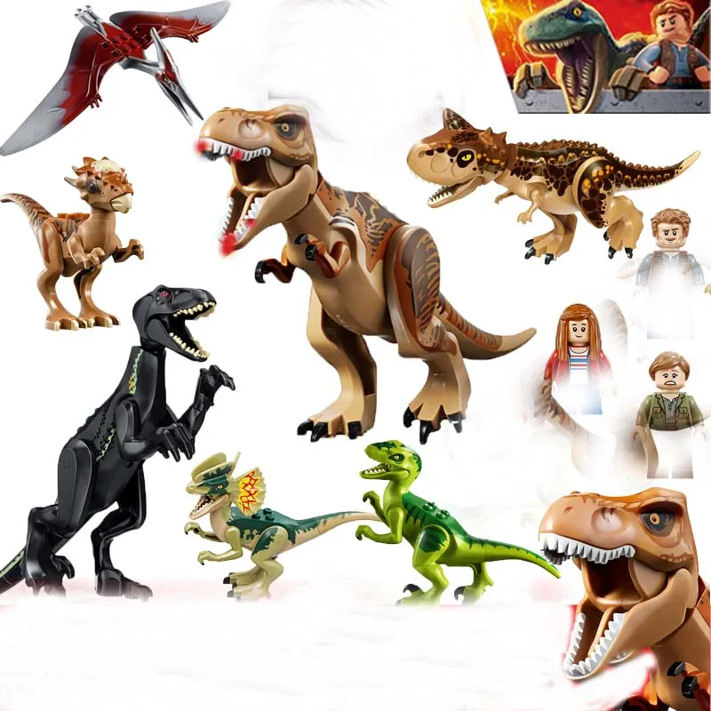  Jurassic Dinosaur world Jurassic world 2 Figures Tyrannosaurs Rex Building Blocks Compatible With Legoings Dinosaur Toys