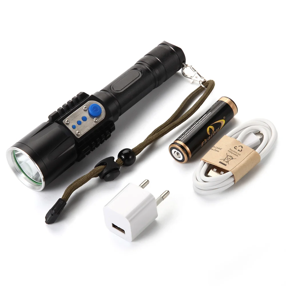 

Ultra Bright XM-L2 USB Rechargeable LED Flashlight 3800 Lumen USB Charging Output Port Torch Camping Hiking light kit