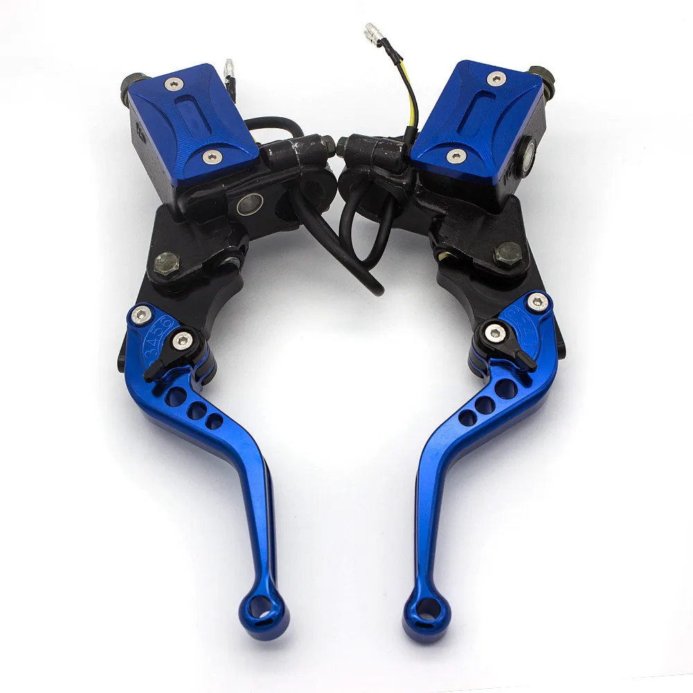 Синий 7/" Алюминиевый Регулируемый мотоцикл главный цилиндр водохранилище гидравлические тормозные рычаги сцепления для Yamaha 50CC-300CC 22 мм - Цвет: blue