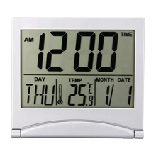 Fold Style Snooze Functions Alarm Clock Multi LCD Digital Weather Station Temperature Table Desk Clock For Home Travel Supplies