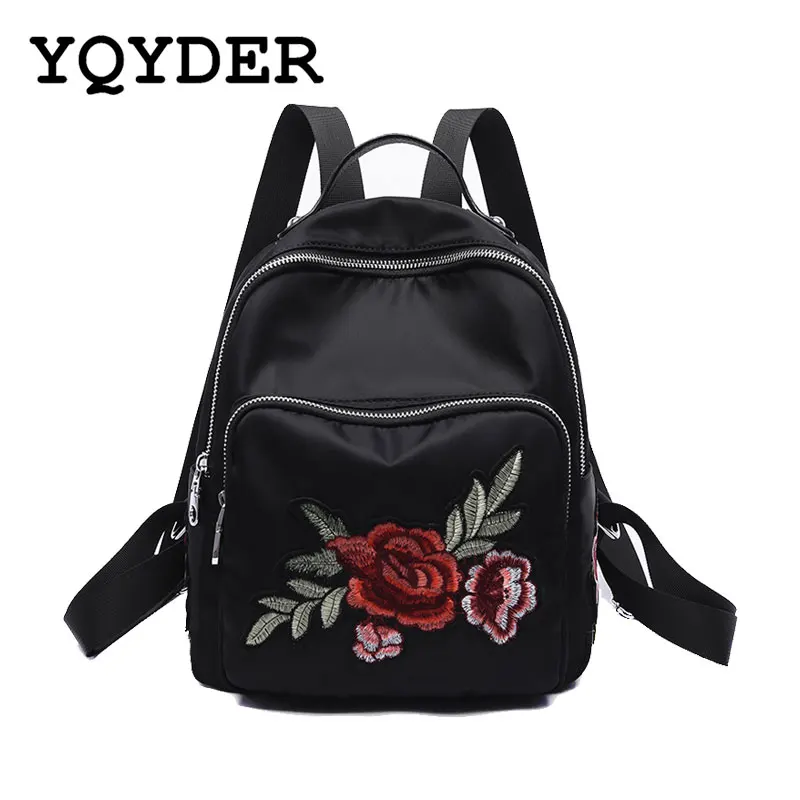 

Floral women backpack waterproof nylon Double zipper pocket Animal embroidery School Bag For Teenage Girls back pack Sac A Dos