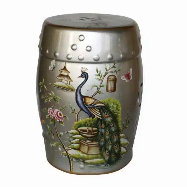 Us 260 1 10 Off Silver Art Jindezhen Dressing Table Ceramic Garden Stool Chinese Drum Bathroom Glazed Stools In