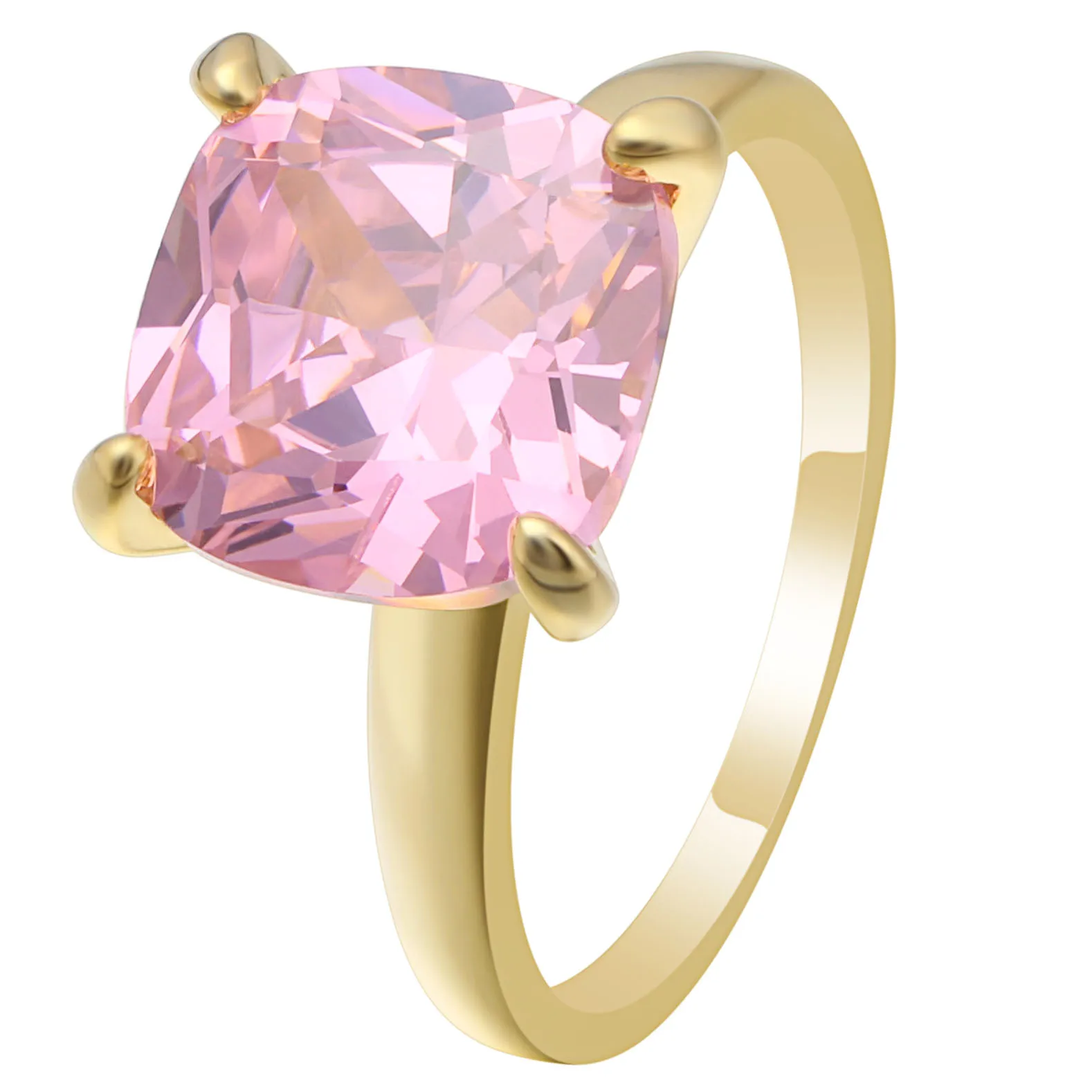 

Hainon Female Luxury Rings Jewelry Engagement ring Pink Square zircon CZ Crystal Gold & Silver color wedding rings for women
