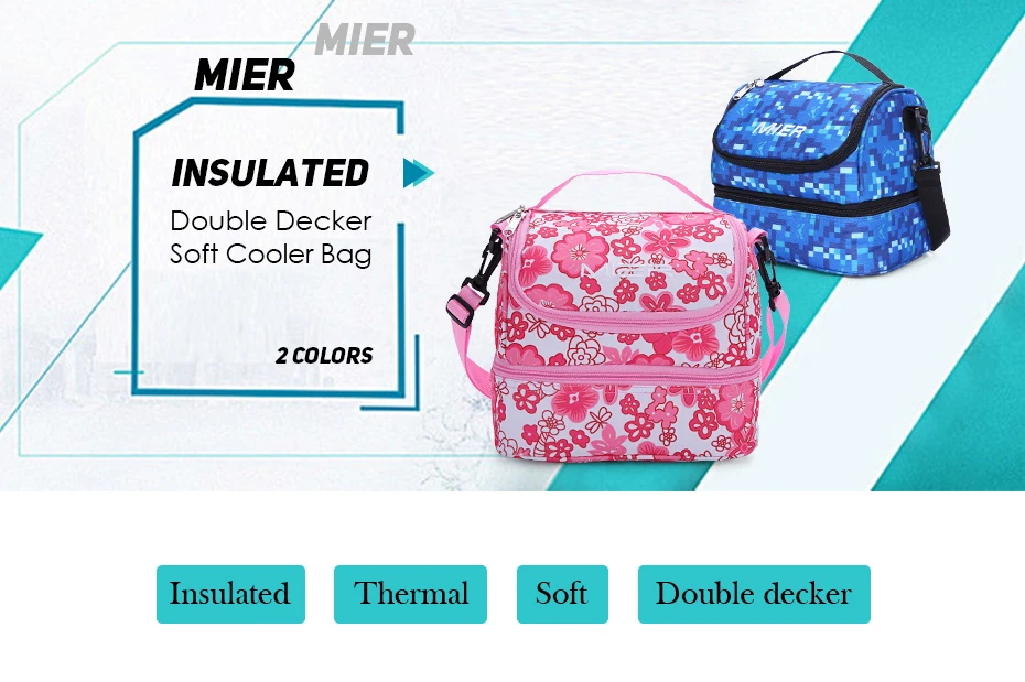 mier double decker insulated lunch box