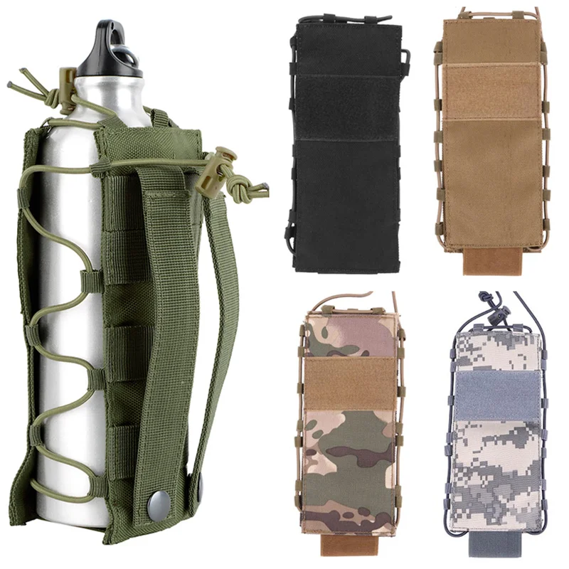 Outdoor Tactical Molle Water Bottle Bag Military Hiking Belt Holder Kettle Pouch