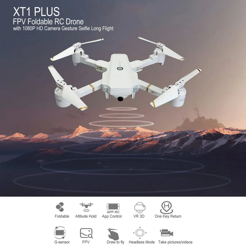 XT1 Плюс 2 4G FPV складной Дрон с дистанционным управлением 720 P/1080 P Широкий формат