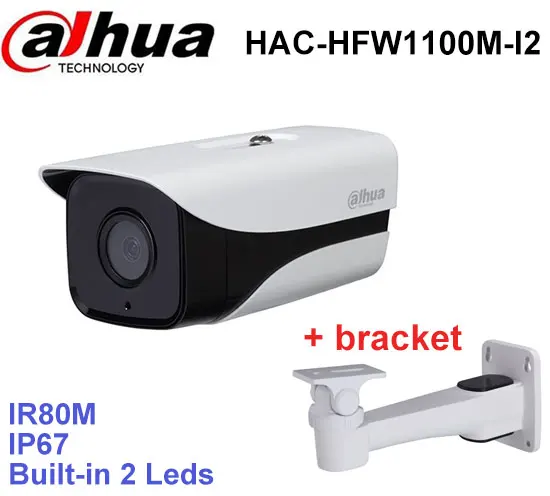 

Dahua HDCVI Camera DH-HAC-HFW1100M-I2 HD720P 1MP built-in 2 leds IR distance 80m security cctv Bullet Camera with bracket