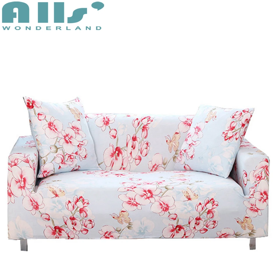 Sweet pink floral sofa cover stretch universal elastic slipcover for