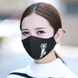 Black Cartoon Girls Mask Women Anti Dust Mouth Face Mask PM2.5 Reusable Face Pink Shield Wind Proof Mouth Cover M016 Black Cartoon Girls Mask Women Anti Dust Mouth Face Mask PM2.5 Reusable Face Pink Shield Wind Proof Mouth Cover M016