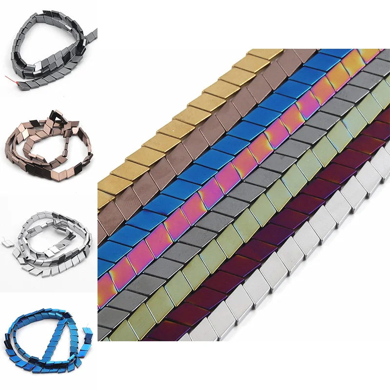 

6x6mm 61pcs Natural Stone Beads Rhombus Hematite Beads For Jewelry Necklace Making Loose Spacer Bead Accessories