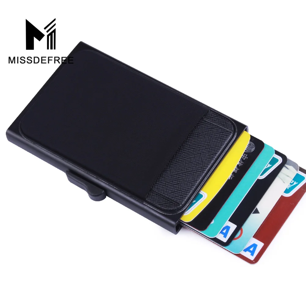 Aluminum Wallet With Back Pocket ID Card Holder RFID Blocking Mini Slim ...