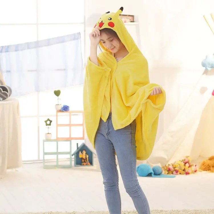 

cartoon animals Cute Hoodie Cat Hooded Blanket Fleece Wearable Throw Blanket Microfiber on Sofa warm B212