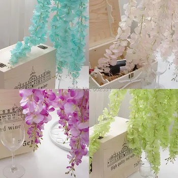 

SPR Wisteria pudding wedding arch square rattan simulation flowers silk flowers wall hanging basket can be extension