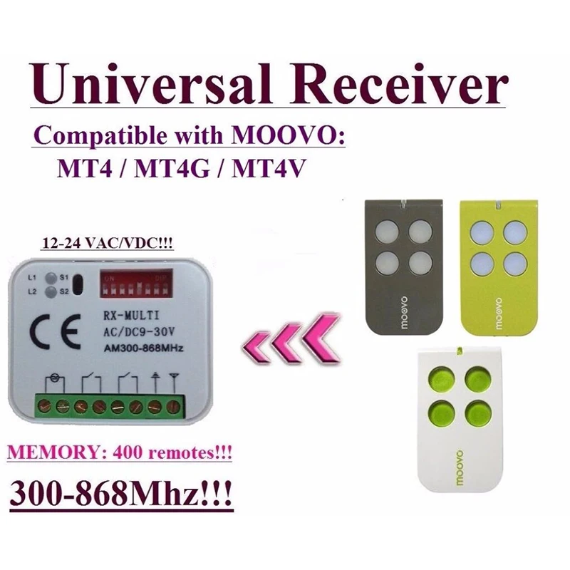 

2pcs Universal 2-ch receiver compatible with MOOVO MT4, MT4G, MT4V remote controls top quality fine